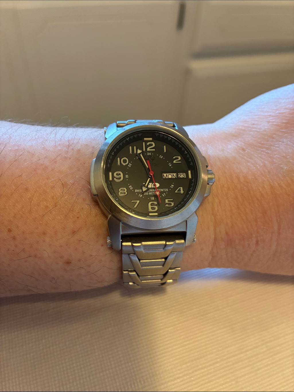 Stainless Steel Wristwatch With Black Dial